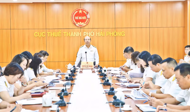 Triển khai công tác thu ngân sách tại Cục Thuế Hải Phòng. (Ảnh Văn phòng Cục Thuế Hải Phòng)