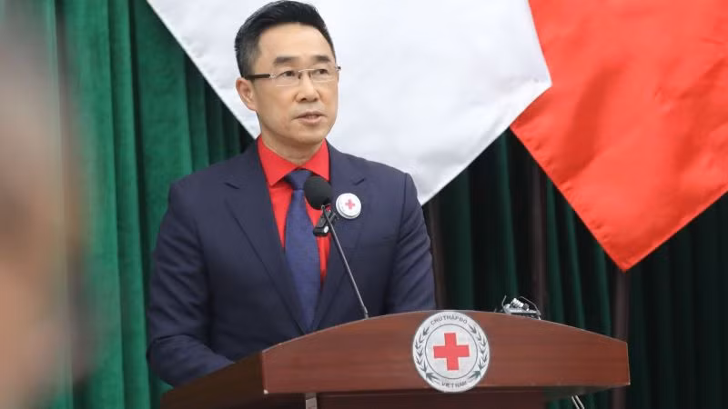 Phó Chủ tịch Trung ương Hội Chữ thập đỏ Việt Nam Nguyễn Hải Anh thông tin về hội nghị.