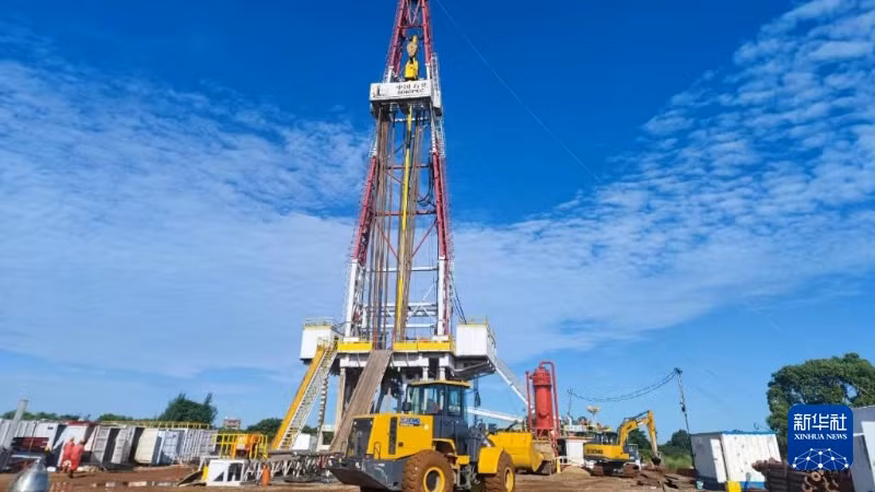 Công trường thi công Dự án giếng khoan số 1 Fushenre ở thành phố Hải Khẩu, tỉnh Hải Nam. (Ảnh: Tân Hoa xã)