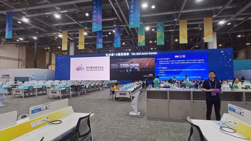 Một góc Trung tâm báo chí ASIAD 19. (Ảnh: Tân Hoa Xã)