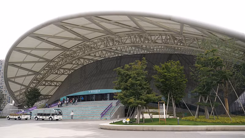 Địa điểm thi đấu môn khúc côn cầu ở thành phố Hàng Châu, tỉnh Chiết Giang, Trung Quốc. (Ảnh: HỒ QUÂN)