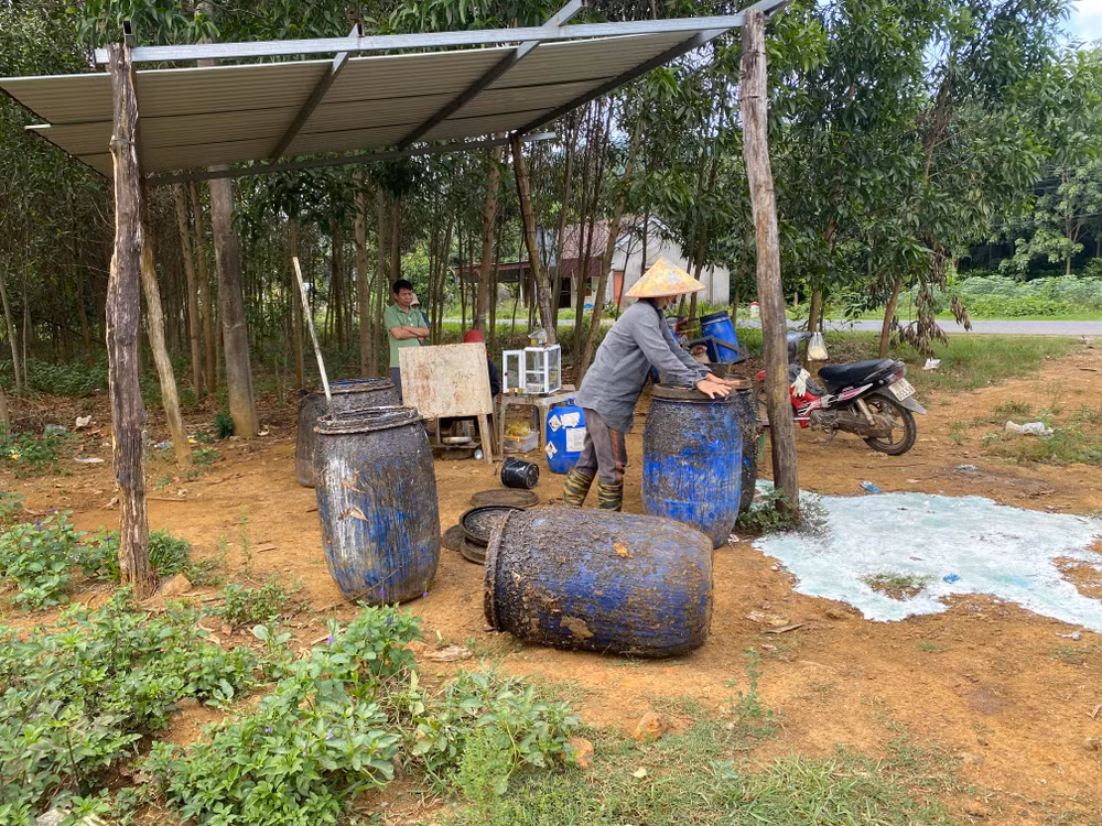 Một điểm thu mua mủ cao su ven đường vào trung tâm xã Sông Hinh, huyện Sông Hinh, Phú Yên. Một điểm thu mua mủ cao su ven đường vào trung tâm xã Sông Hinh, huyện Sông Hinh, Phú Yên.