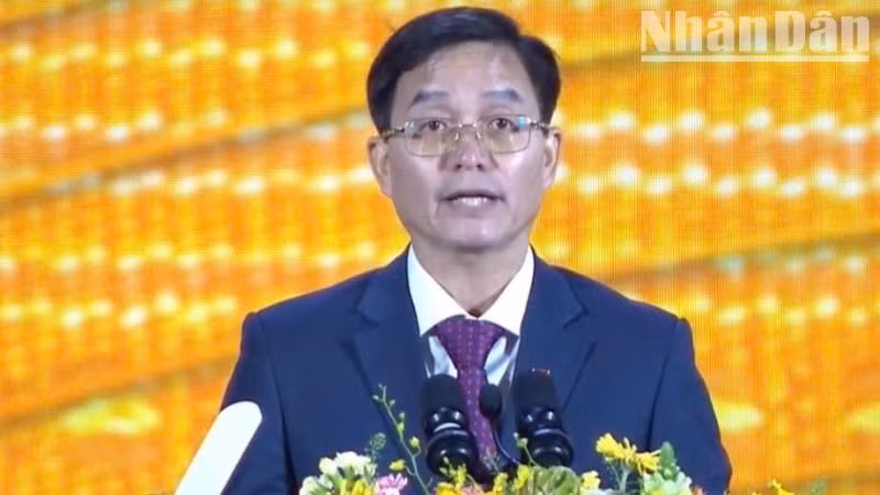 Bí thư Tỉnh ủy Đắk Lắk Nguyễn Đình Trung phát biểu tại lễ kỷ niệm.