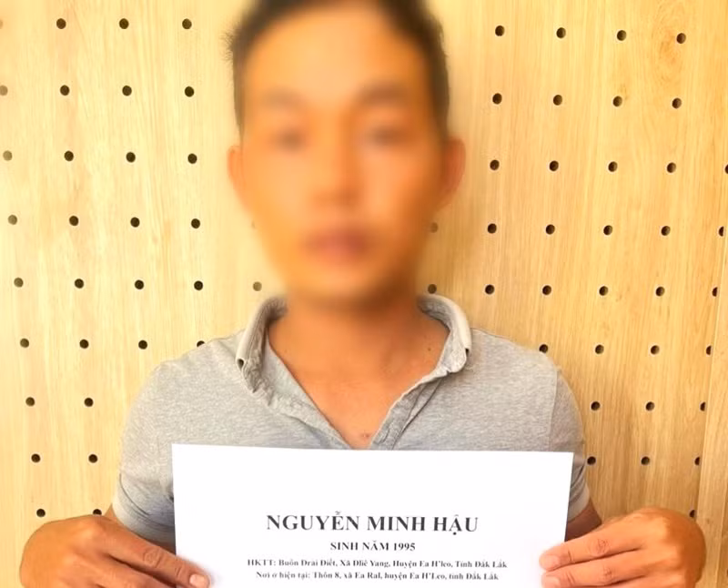 Đối tượng Nguyễn Minh Hậu tại cơ quan Công an.