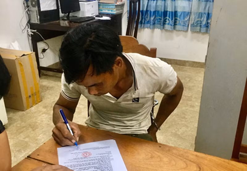 Bị can Nguyễn Văn Hợp tại cơ quan Công an. Ảnh: Cơ quan Cảnh sát điều tra cung cấp.