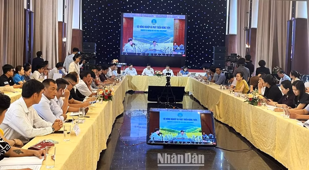 Quang cảnh Diễn đàn “Nhận diện thực trạng liên kết tiêu thụ, xuất khẩu sầu riêng 2023 và giải pháp phát triển hiệu quả, bền vững ngành hàng sầu riêng Việt Nam”.