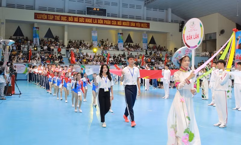 Các đoàn tham gia lễ khai mạc Hội khỏe Phù Đổng toàn quốc lần thứ X - khu vực IV năm 2024.