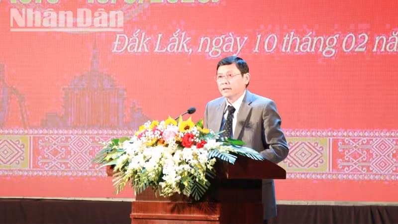 Phó Chủ tịch Thường trực Ủy ban nhân dân tỉnh Đắk Lắk Nguyễn Tuấn Hà phát biểu tại lễ phát động cuộc thi.
