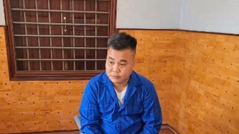 Đối tượng Lê Hữu Hưng tại cơ quan Công an.