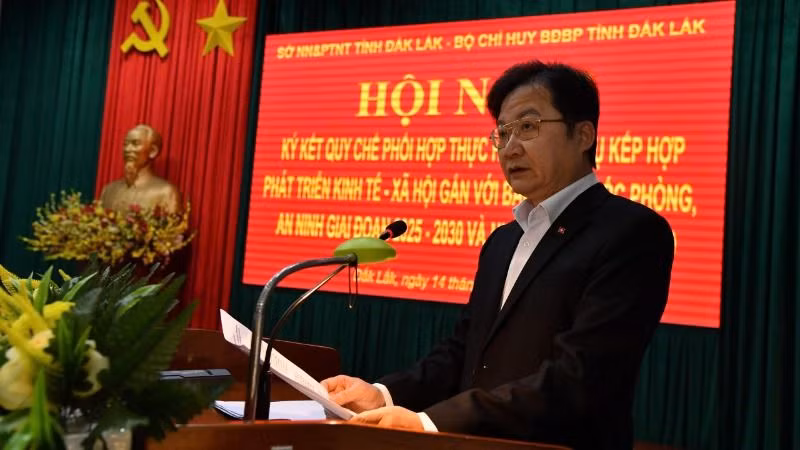 Giám đốc Sở Nông nghiệp và Phát triển nông thôn tỉnh Đắk Lắk Nguyễn Hoài Dương phát biểu tại hội nghị.