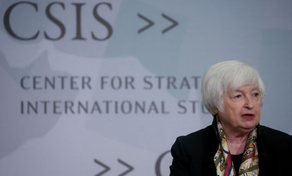 Bộ trưởng Tài chính Hoa Kỳ Janet Yellen tại Trung tâm Nghiên cứu chiến lược và quốc tế (CSIS) ở Washington, Hoa Kỳ, ngày 9/2/2023. (Ảnh: Reuters)