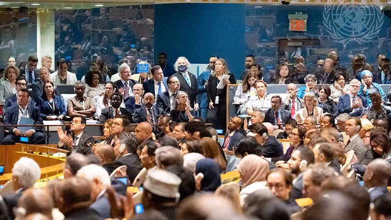 Phiên thảo luận về cam kết khí hậu tại Đại hội đồng Liên hợp quốc. (Ảnh: UN News)