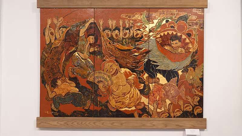 Một tác phẩm của họa sĩ Trần Quang Hải tại triển lãm.