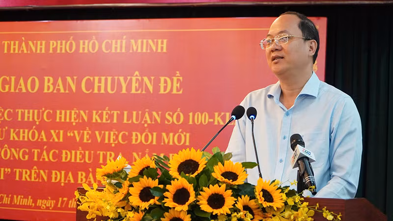 Phó Bí thư Thường trực Thành ủy Thành phố Hồ Chí Minh Nguyễn Hồ Hải phát biểu kết luận hội nghị.