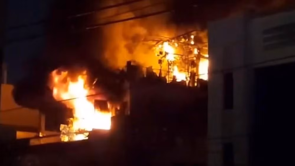 Hình ảnh vụ cháy. (Ảnh: CTV)