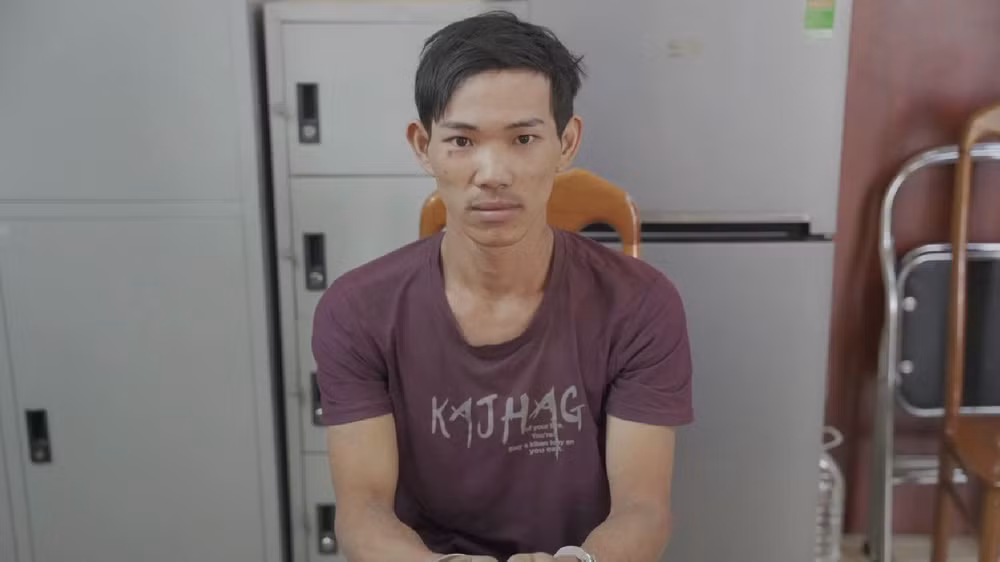 Nghi can Nguyễn Thanh Tâm tại cơ quan Công an. (Ảnh: Công an cung cấp)