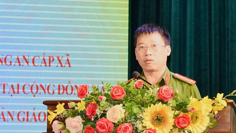 Đại tá Nguyễn Văn Long, Phó Cục trưởng Cục Cảnh sát Quản lý tạm giữ, tạm giam và thi hành án hình sự tại cộng đồng (Bộ Công an) phát biểu đánh giá cao hội thi.