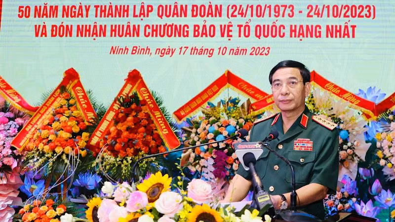 Đại tướng Phan Văn Giang phát biểu tại Lễ kỷ niệm. (Ảnh: ĐỨC LAM)