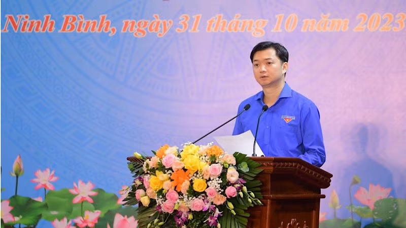 Bí thư Ban Chấp hành Trung ương Đoàn Thanh niên cộng sản Hồ Chí Minh, Chủ tịch Trung ương Hội Sinh viên Việt Nam Nguyễn Minh Triết phát biểu khai mạc hội nghị. (Ảnh: TRƯỜNG GIANG)
