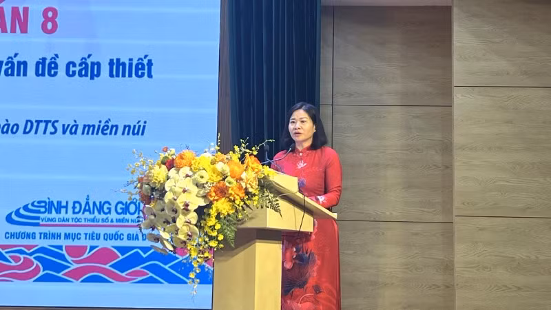 Chủ tịch Hội Liên hiệp Phụ nữ Việt Nam Nguyễn Thị Tuyến phát biểu.