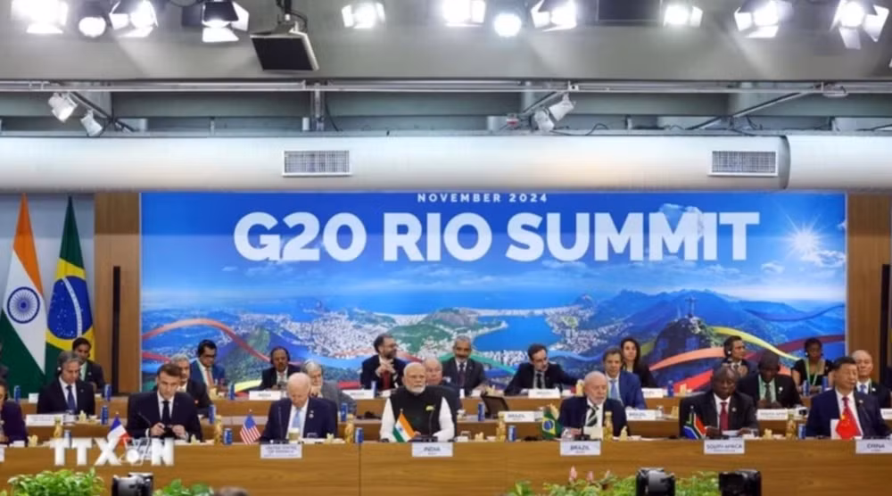 Các đại biểu tham dự Hội nghị thượng đỉnh G20 ở Rio de Janeiro, Brazil. (Ảnh: ANI/TTXVN)