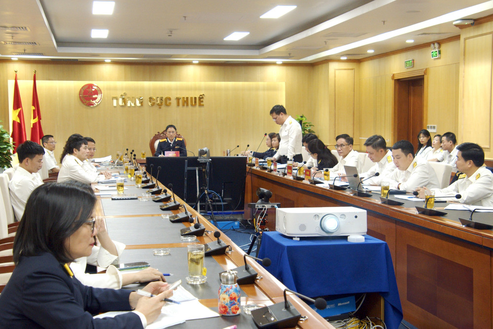 Quang cảnh điểm cầu tại cơ quan Tổng cục Thuế. (Ảnh: Tổng cục Thuế)
