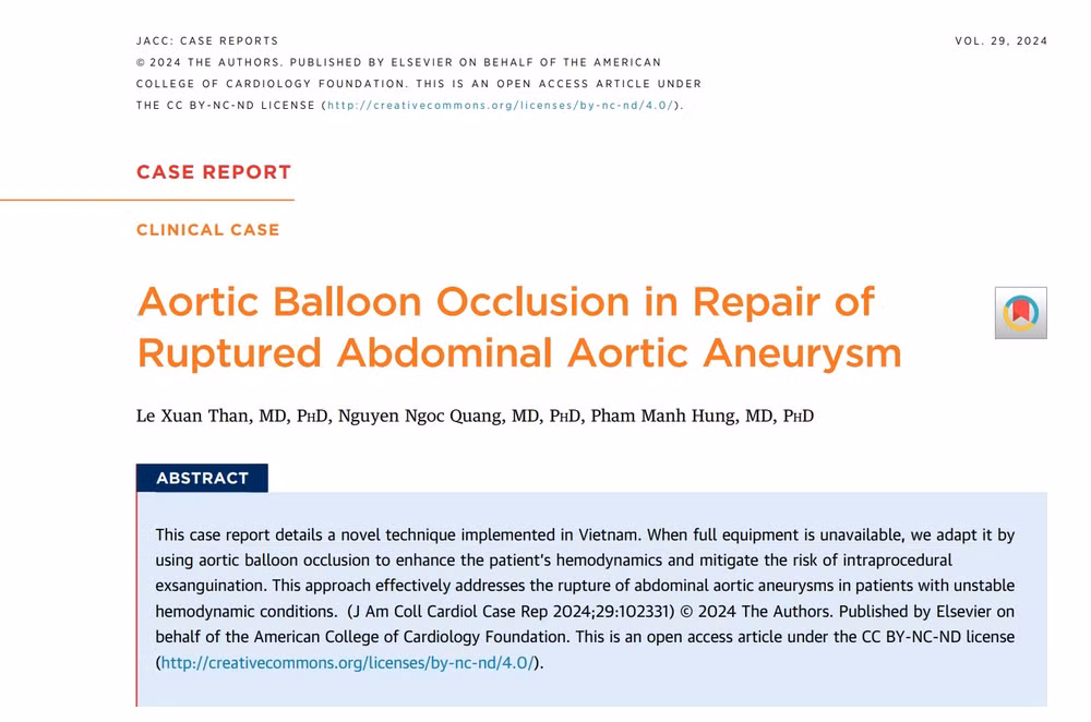 Hình ảnh bài báo đăng trên Tạp chí của Trường Tim Mạch Hoa Kỳ.