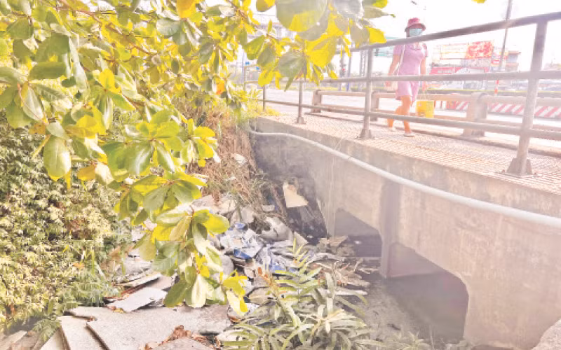 Một tuyến kênh chảy qua địa bàn phường Phước Long A, thành phố Thủ Đức bị ô nhiễm bởi nhiều loại rác thải.