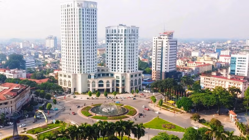 Tòa tháp đôi Prime ở trung tâm thành phố Thái Nguyên.