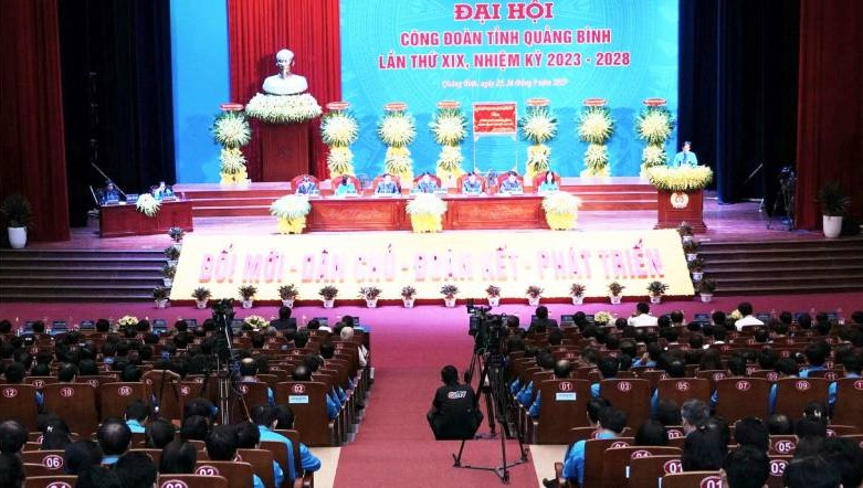 Quang cảnh Đại hội Công đoàn tỉnh Quảng Bình nhiệm kỳ 2023-2028.