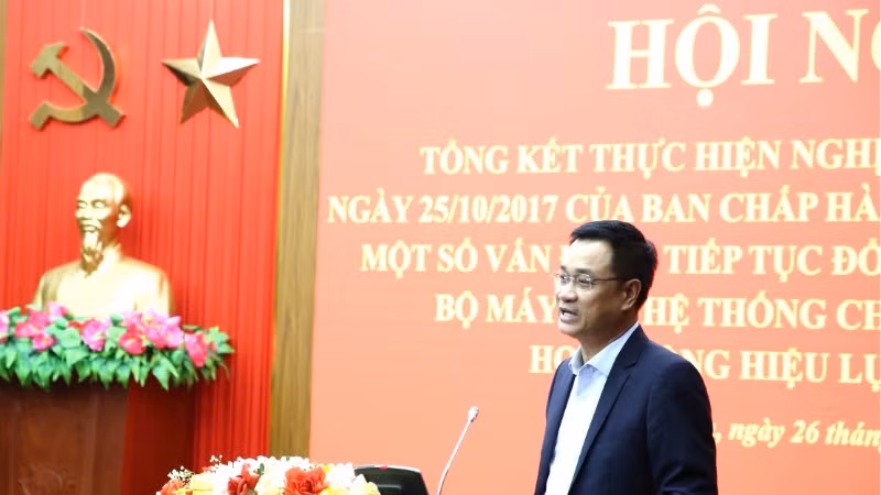 Đồng chí Lê Ngọc Quang phát biểu tại hội nghị.