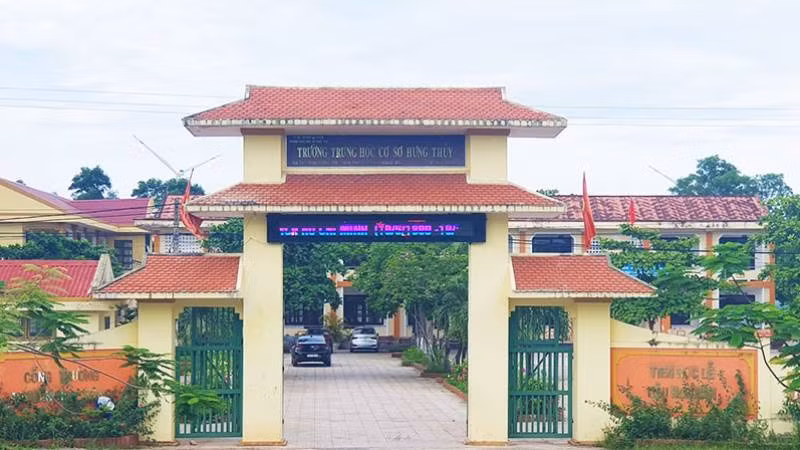 Trường Trung học cơ sở Hưng Thủy - nơi vừa xảy ra vụ bạo hành học đường.