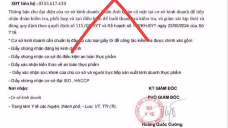Tên lãnh đạo trong công văn giả mạo không có thật.