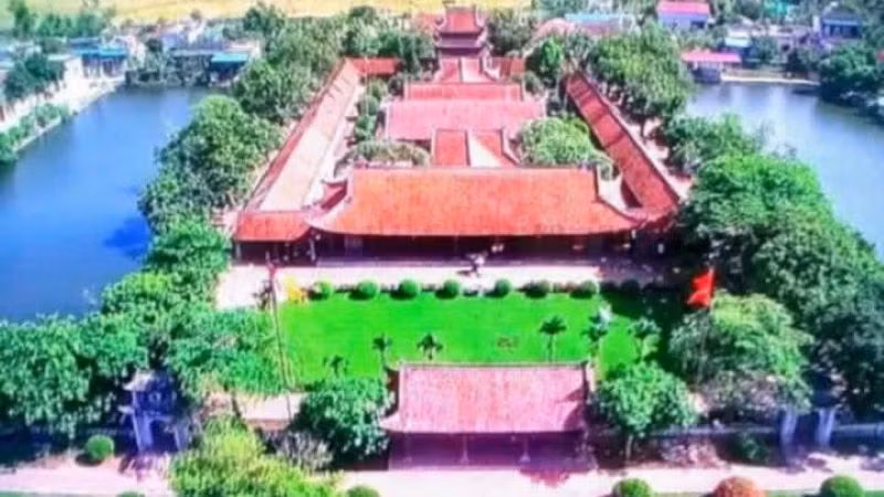 Toàn cảnh di tích Quốc gia đặc biệt chùa Keo nhìn từ trên cao. (Ảnh: Nguyễn Thuyên)