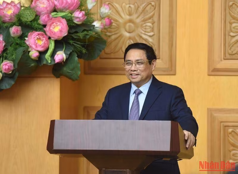 Thủ tướng Chính phủ Phạm Minh Chính phát biểu tại buổi làm việc. Thủ tướng Chính phủ Phạm Minh Chính phát biểu tại buổi làm việc.
