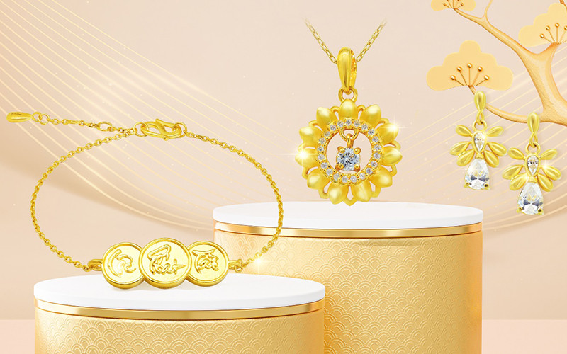 Trang sức Vàng 24K có biểu tượng phong thủy may mắn của DOJI được các khách hàng trẻ yêu thích. Đa dạng các sản phẩm vàng cầu may dịp Thần Tài -0