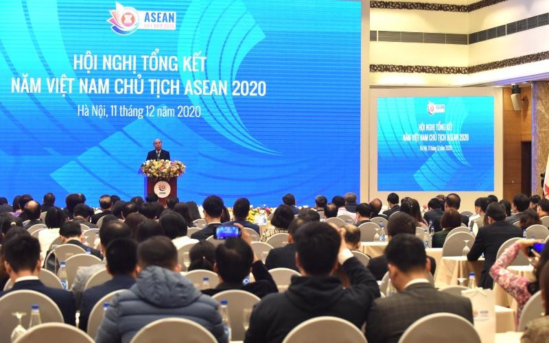 Quang cảnh Hội nghị. Thủ tướng Nguyễn Xuân Phúc dự Hội nghị tổng kết Năm Việt Nam ASEAN 2020 -0