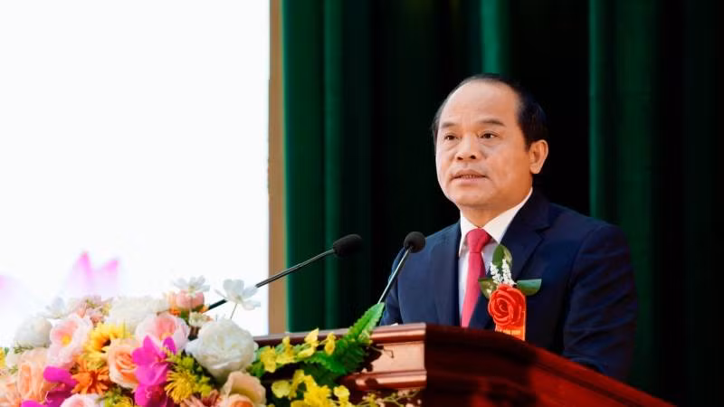 Đồng chí Nguyễn Quốc Đoàn, Ủy viên Trung ương Đảng, Bí thư Tỉnh ủy Lạng Sơn phát biểu tại chương trình tôn vinh.