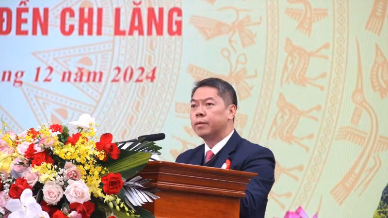 Phó Chủ tịch Ủy ban nhân dân tỉnh Lạng Sơn Đoàn Thanh Sơn phát biểu tại lễ kỷ niệm.