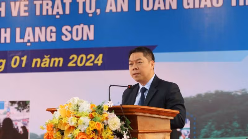 Phó Chủ tịch Ủy ban nhân dân tỉnh Lạng Sơn Đoàn Thanh Sơn phát biểu tại lễ phát động.