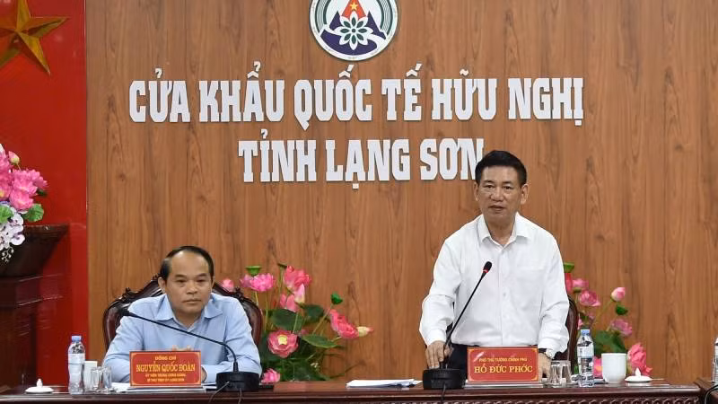 Phó Thủ tướng Hồ Đức Phớc, phát biểu tại buổi làm việc với lãnh đạo tỉnh Lạng Sơn.