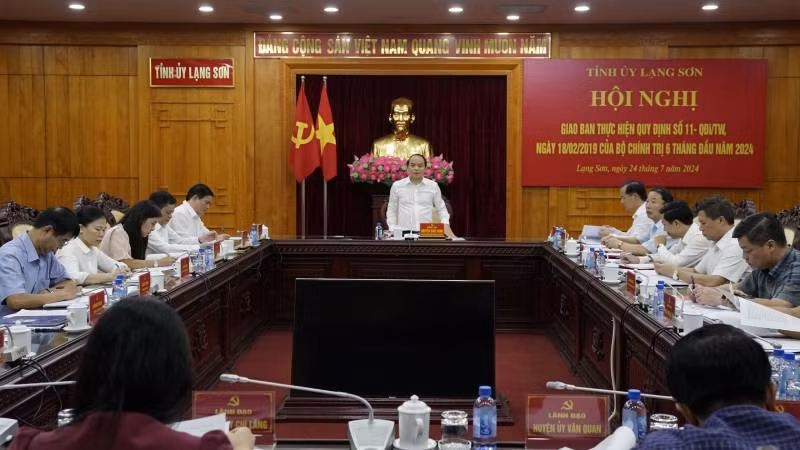 Các đại biểu dự hội nghị giao ban 6 tháng đầu năm 2024 về thực hiện Quy định số 11 của Bộ Chính trị.