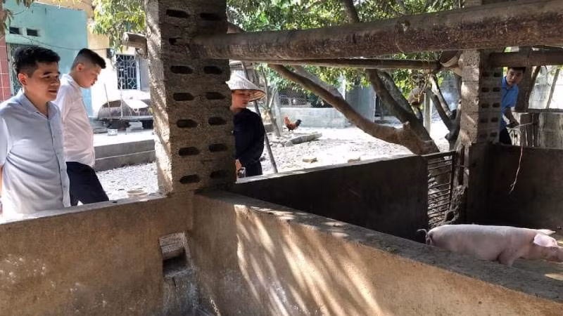 Lãnh đạo Chi cục Chăn nuôi và Thú y tỉnh Lạng Sơn, kiểm tra, hướng dẫn phòng, chống dịch tả lợn châu Phi tại cơ sở chăn nuôi.