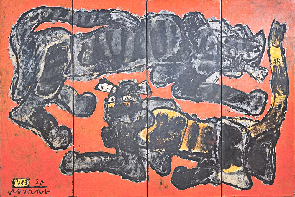 Bức tranh sơn mài Mèo của họa sĩ Nguyễn Sáng, vẽ năm 1983, thuộc một bộ sưu tập tư nhân tại TP Hồ Chí Minh.