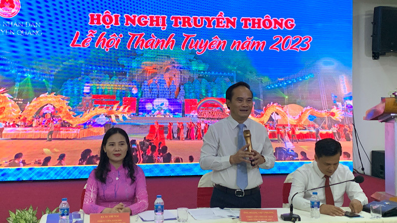 Đại diện lãnh đạo tỉnh Tuyên Quang thông tin về Lễ hội Thành Tuyên năm 2023.