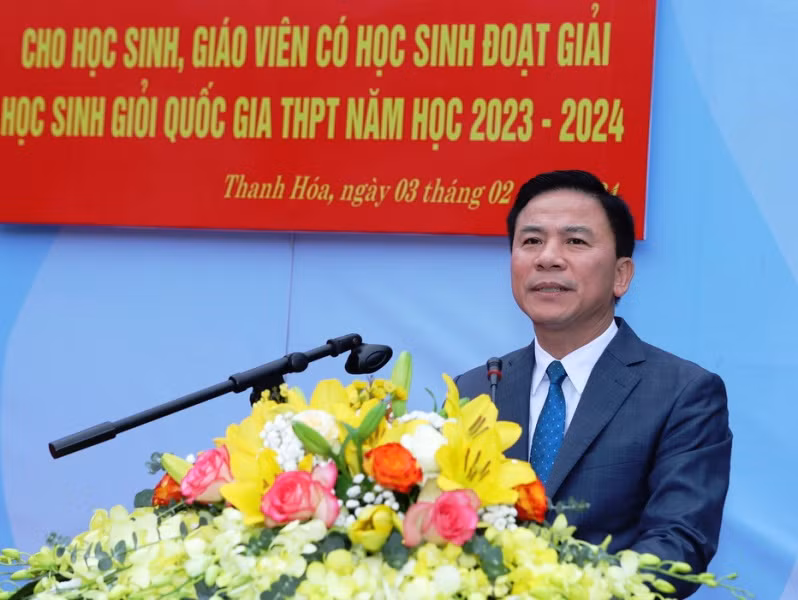 Bí thư Tỉnh ủy Thanh Hóa Đỗ Trọng Hưng phát biểu tại buổi lễ.