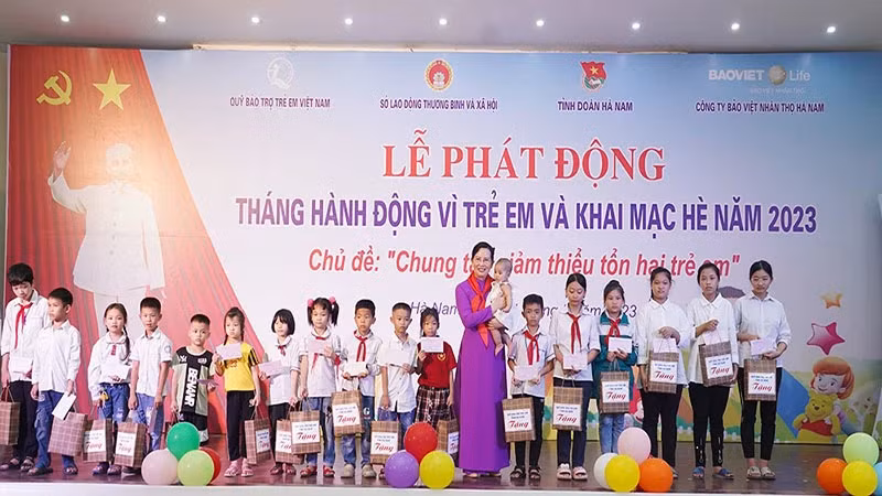 Phát động Tháng hành động vì trẻ em năm 2023 tại Hà Nam. Ảnh: ĐÀO PHƯƠNG