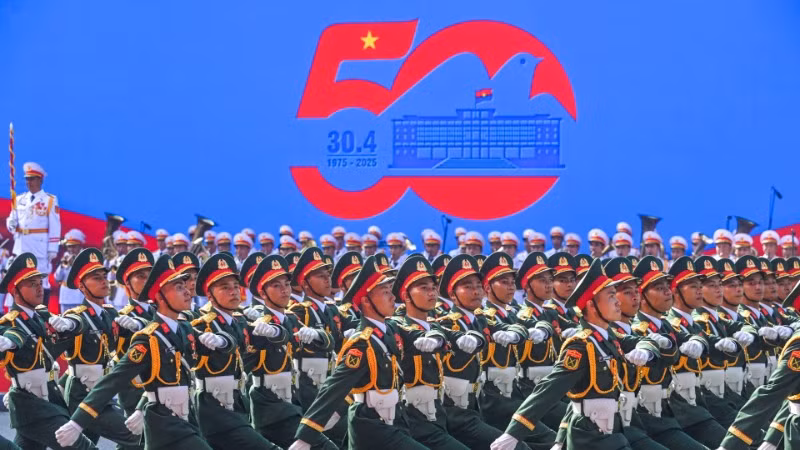 Các khối của lực lượng Quân đội nhân dân tham gia tổng duyệt lễ diễu binh, diễu hành. (Ảnh DUY LINH)