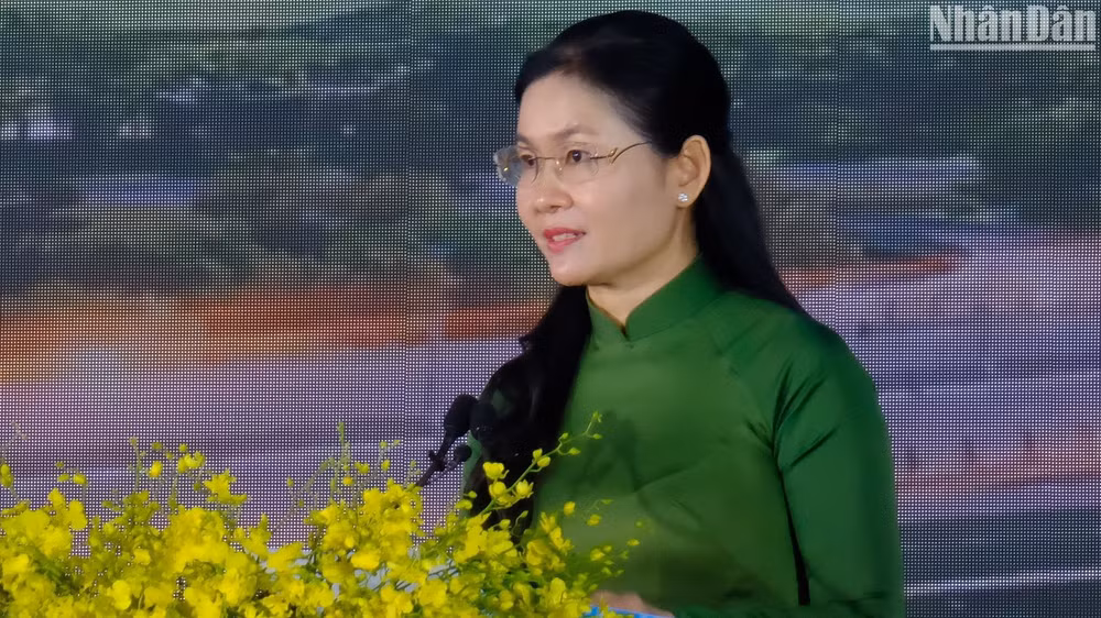 Bí thư Tỉnh ủy Bình Phước Tôn Ngọc Hạnh phát biểu tổng kết Chương trình xóa nhà tạm, nhà dột nát trên địa bàn tỉnh Bình Phước.