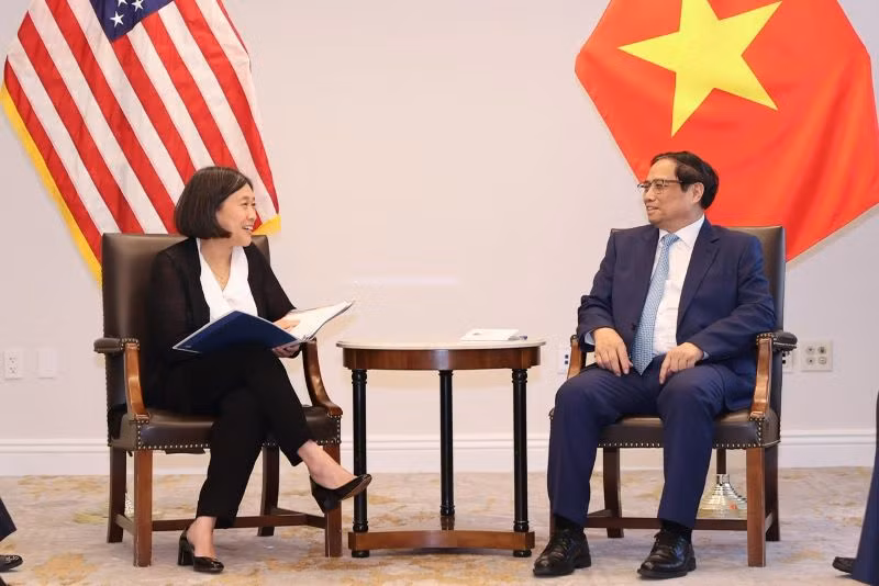 Thủ tướng Phạm Minh Chính tiếp bà Katherine Tai, Đại diện Thương mại Hoa Kỳ.